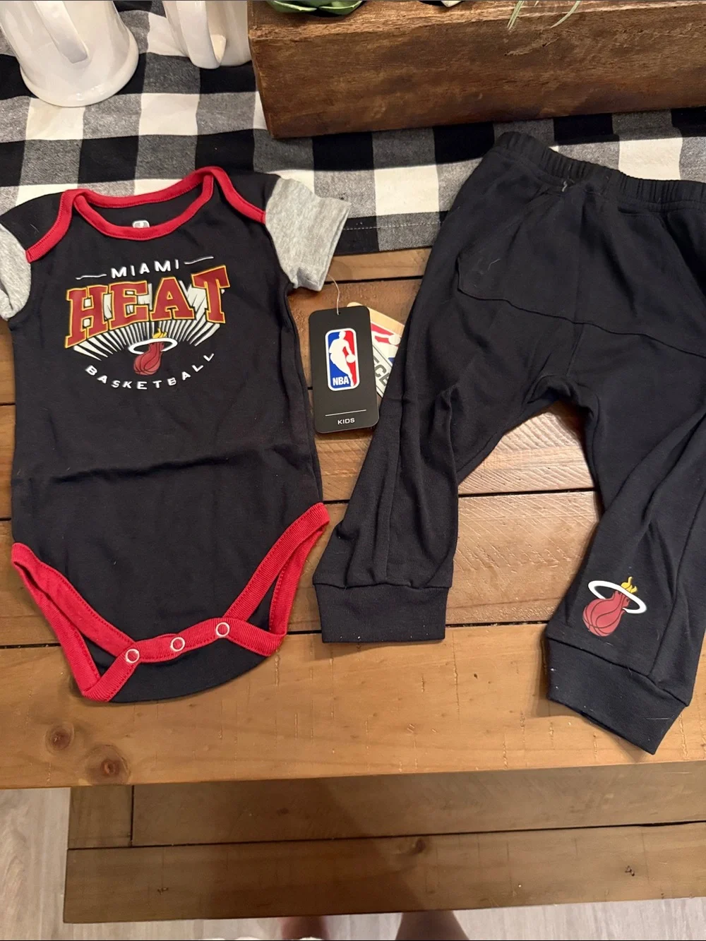 NBA Miami Heat Black and Red Baby Matching Set